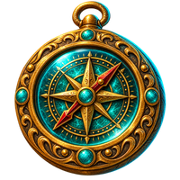 Gold nautical compass with a turquoise face