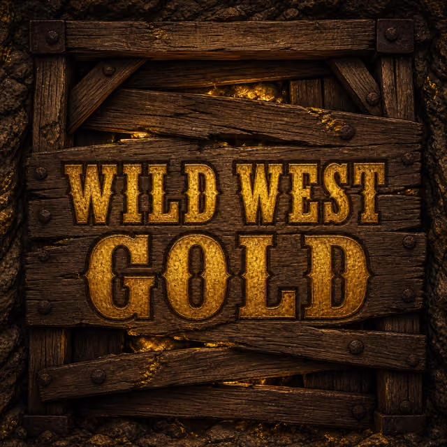 Wild West Gold lettering on the timber boards of a gold mine